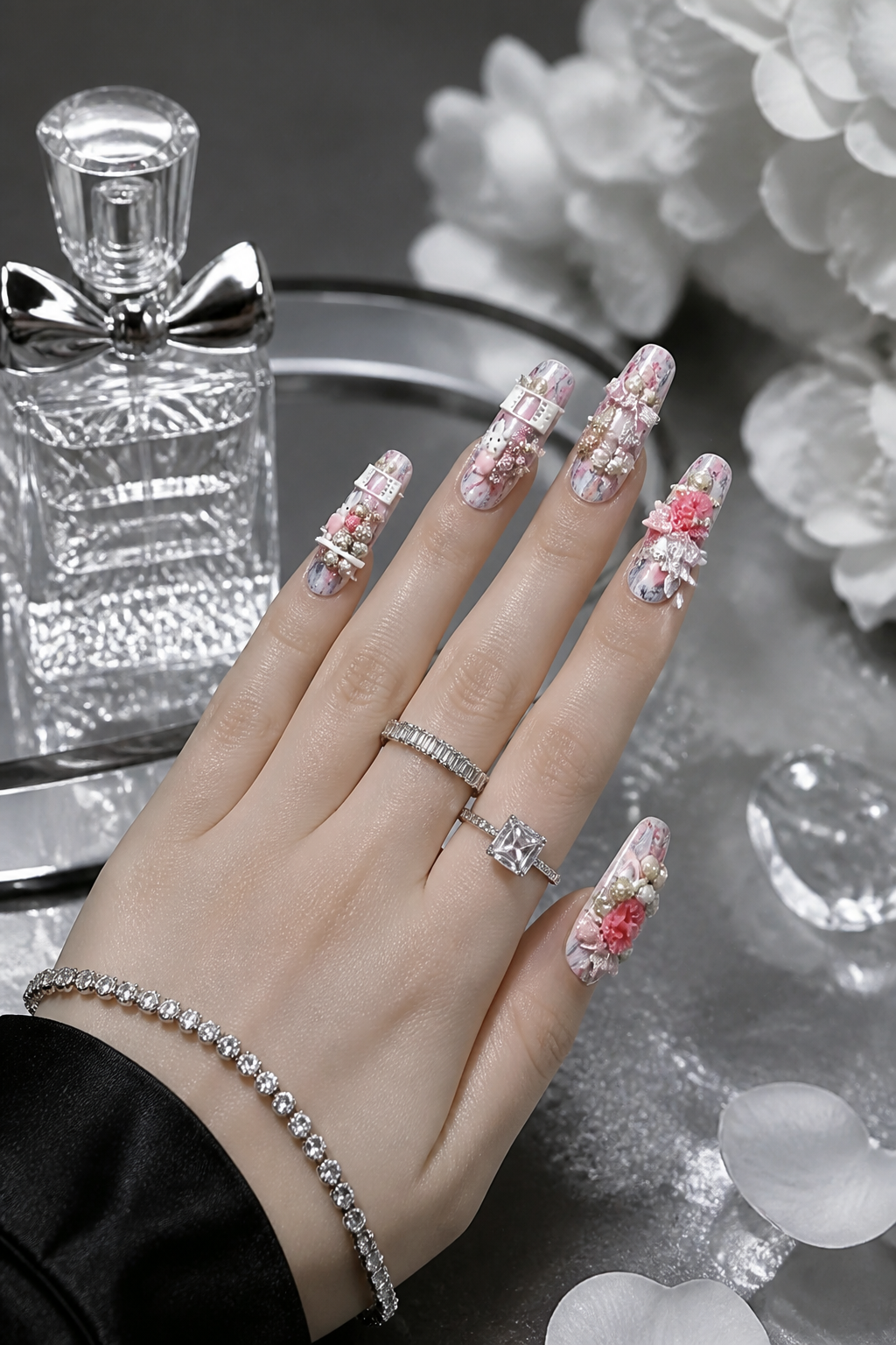 Rosy Marble Menagerie | LUMlix Haute Nail