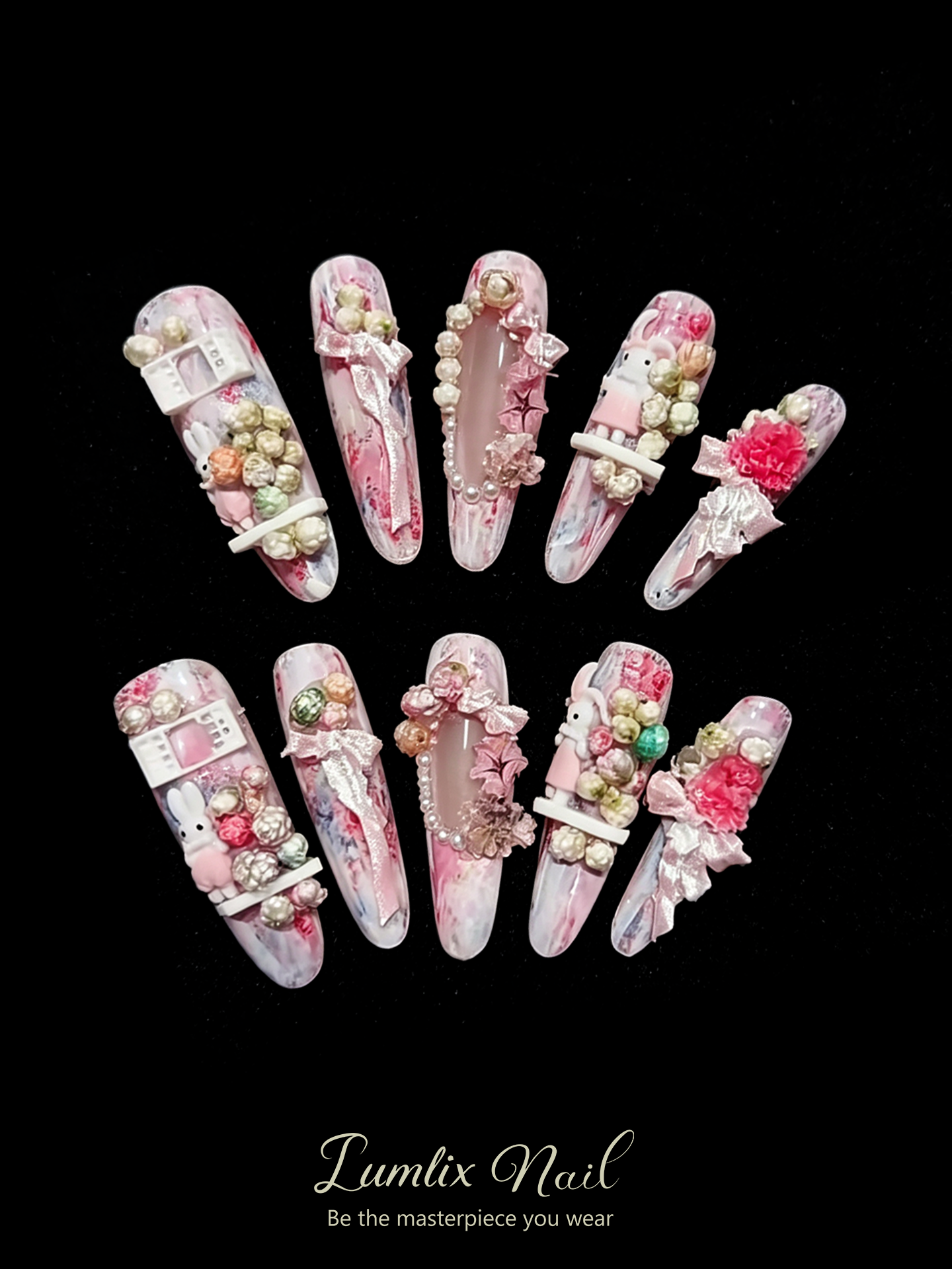 Rosy Marble Menagerie | LUMlix Haute Nail
