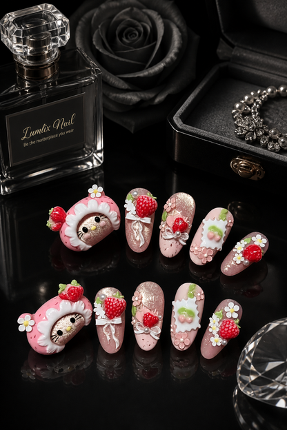 Strawberry Cream Couture | LUMlix Haute Nail