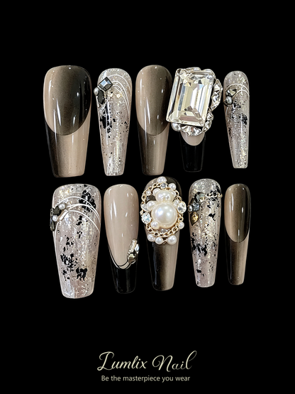 Obsidian & Pearl Nocturne | LUMlix Haute Nail