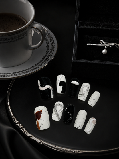 Monochrome Liquid Sculpture | LUMlix Haute Nail