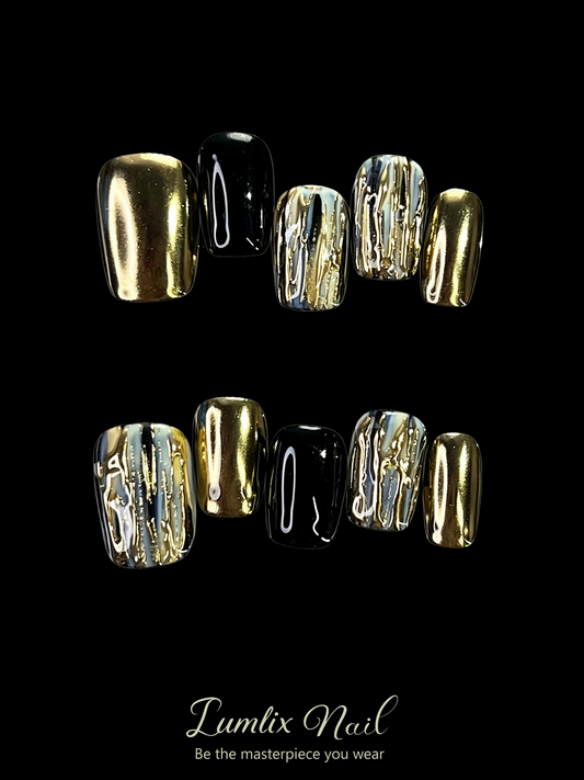 Gilded Noir Reverie | LUMlix Haute Nail