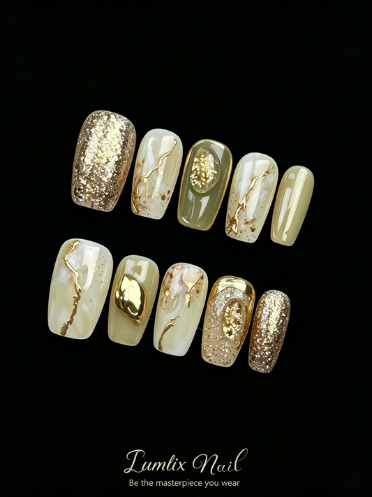 Verdant Gilded Reverie | LUMlix Haute Nail
