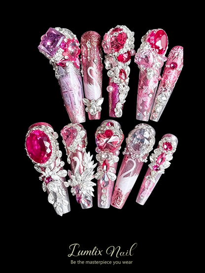 Crimson Swan's Royal Ballad | LUMlix Haute Nail
