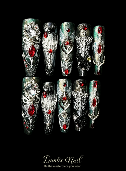 Crimson Relic & Silver Psalms | LUMlix Haute Nail