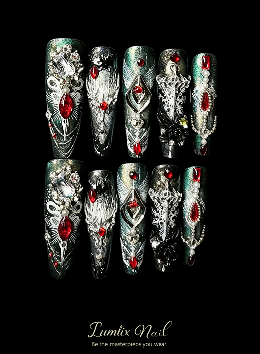 Crimson Relic & Silver Psalms | LUMlix Haute Nail