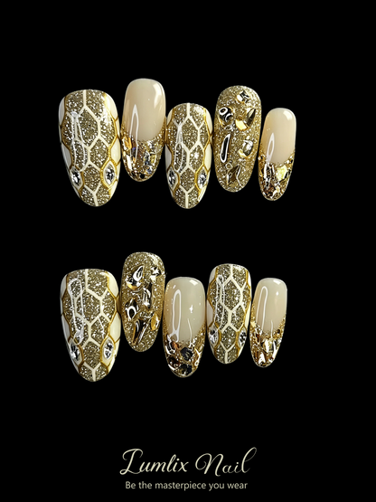 Gilded Serpent Mosaic | LUMlix Haute Nail