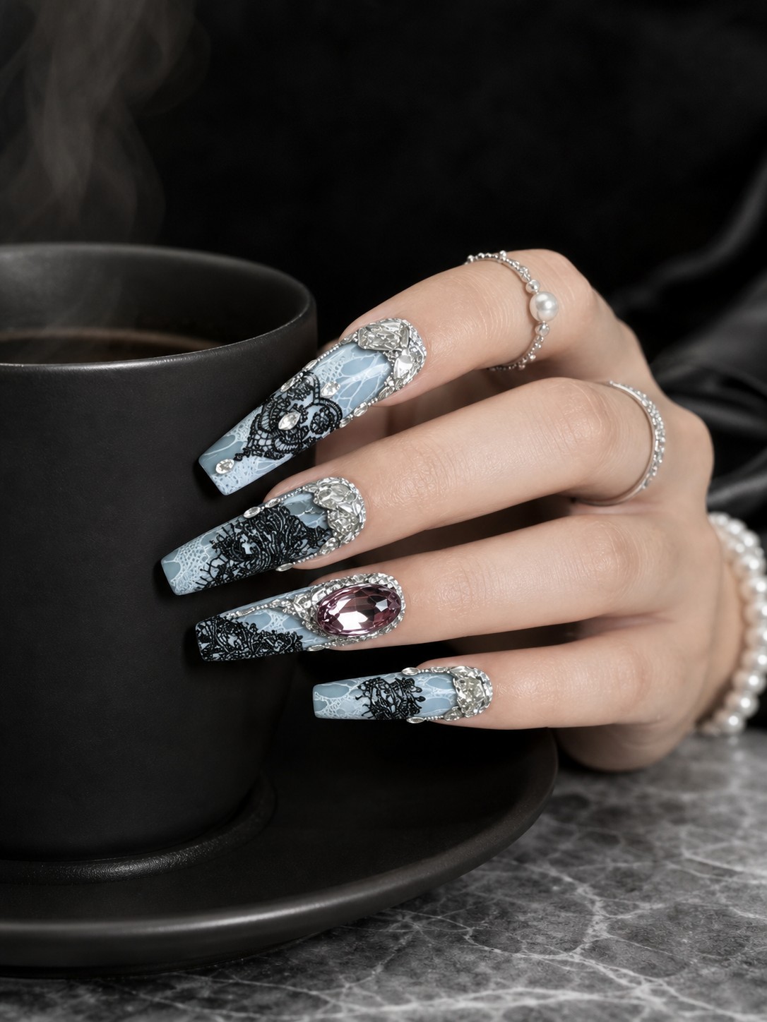 Midnight Lace Reverie | LUMlix Haute Nail