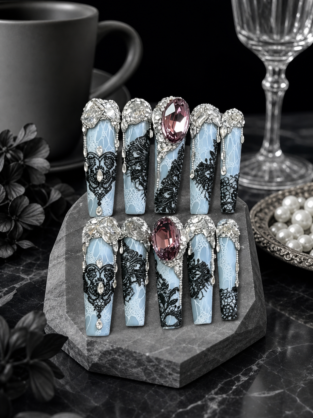 Midnight Lace Reverie | LUMlix Haute Nail