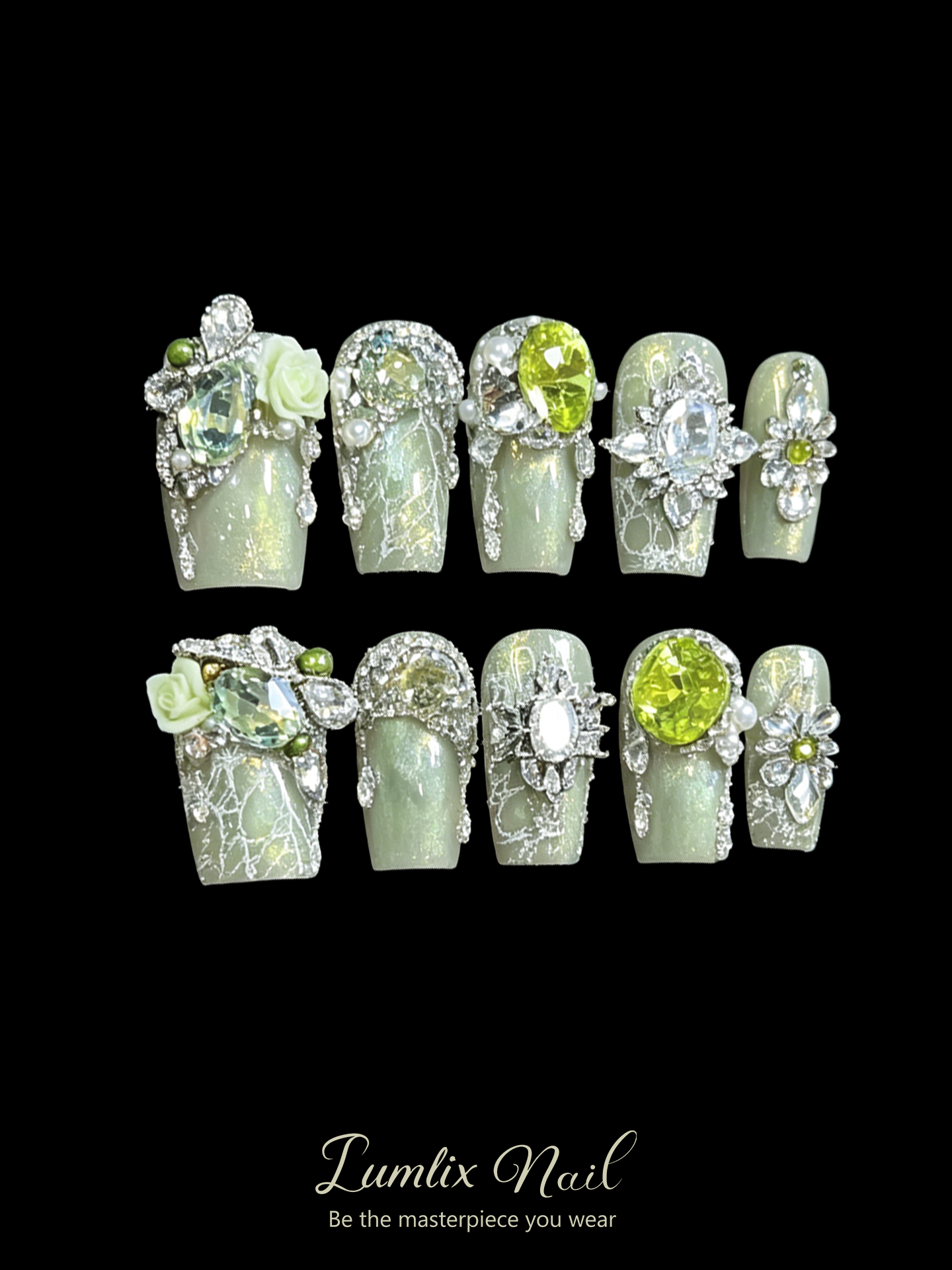 Verdant Crystal Garden | LUMlix Haute Nail