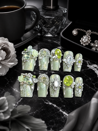 Verdant Crystal Garden | LUMlix Haute Nail