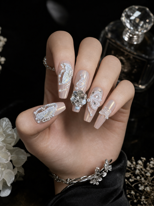 Celestial Silver Butterfly | LUMlix Haute Nail