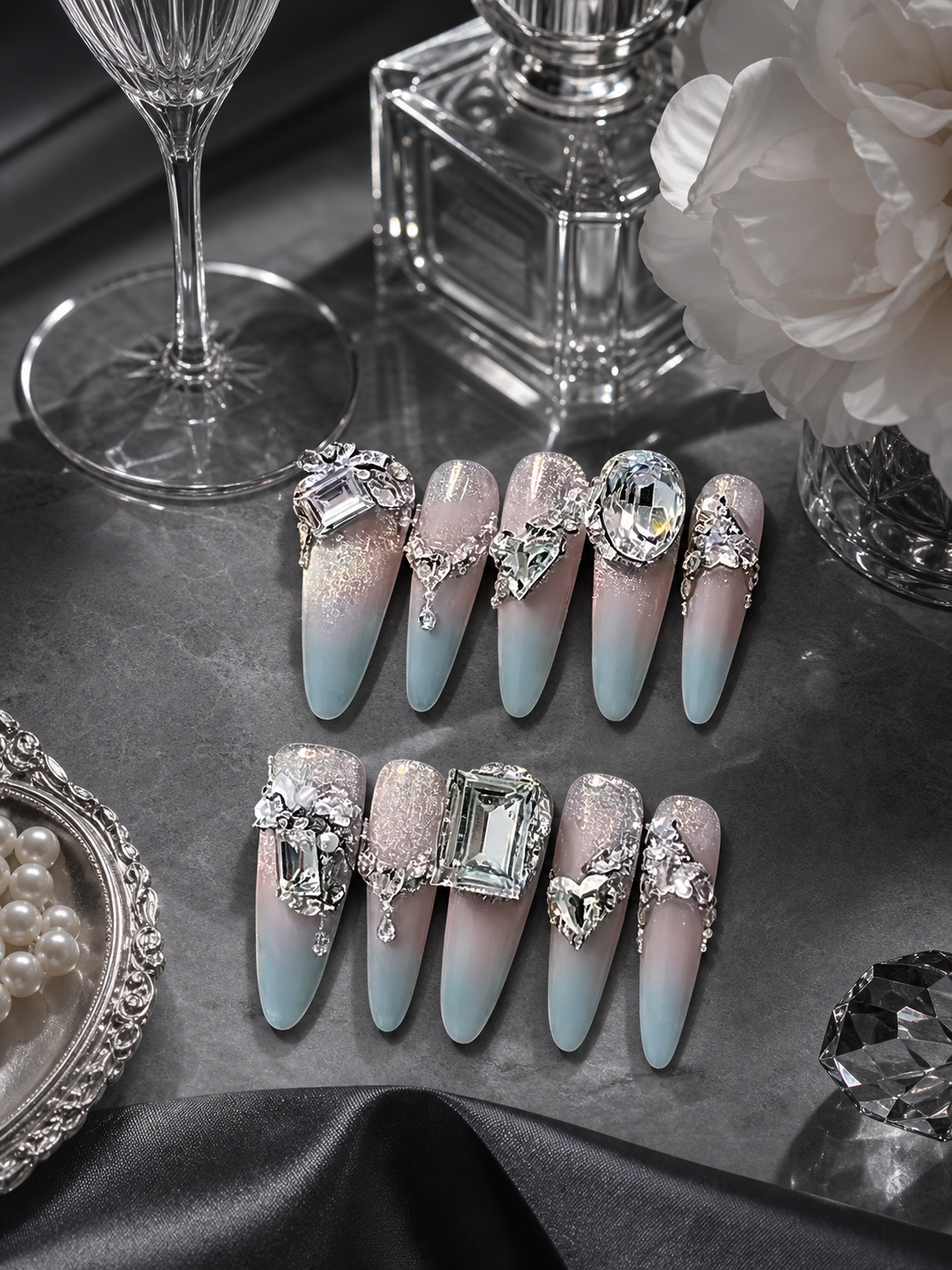 Aurora Frost Diamond Cascade | LUMlix Haute Nail