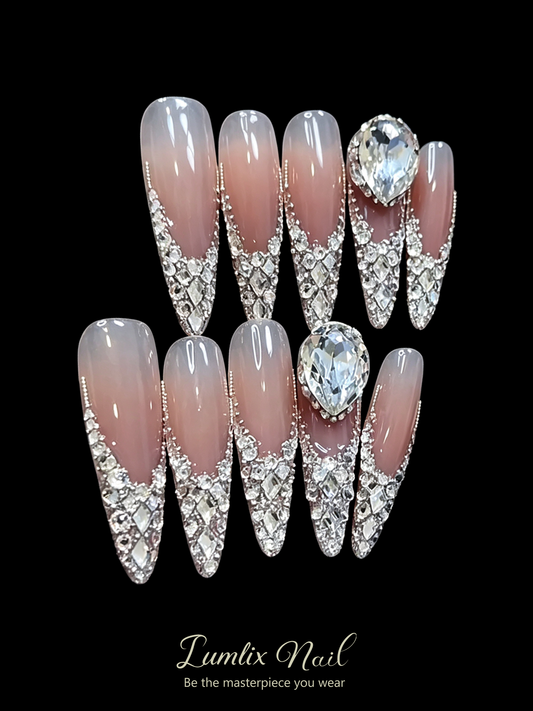 Rosé Diamond Cascade | LUMlix Haute Nail