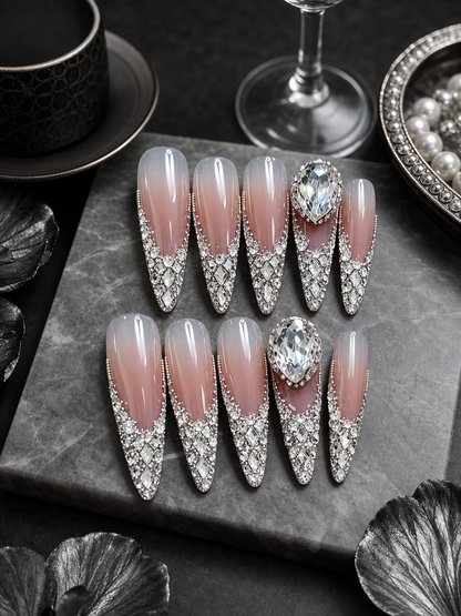 Rosé Diamond Cascade | LUMlix Haute Nail