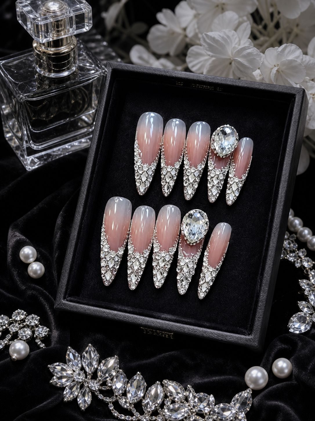 Rosé Diamond Cascade | LUMlix Haute Nail