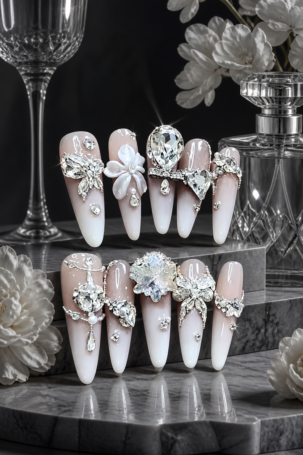 Luminous Frost & Diamond Bloom | LUMlix Haute Nail