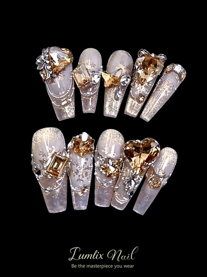 Gilded Amber Reverie | LUMlix Haute Nail