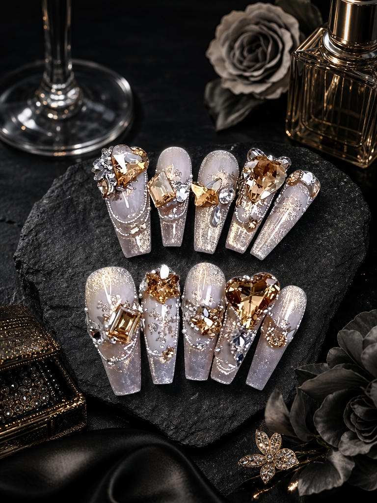 Gilded Amber Reverie | LUMlix Haute Nail