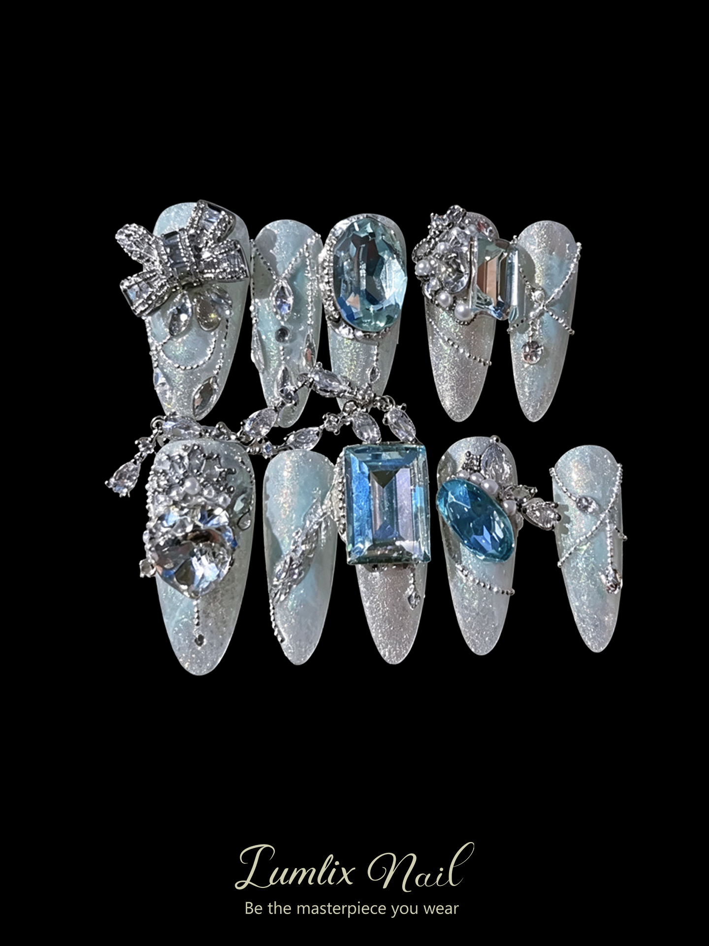 Glacial Aurora & Diamond Cascade | LUMlix Haute Nail