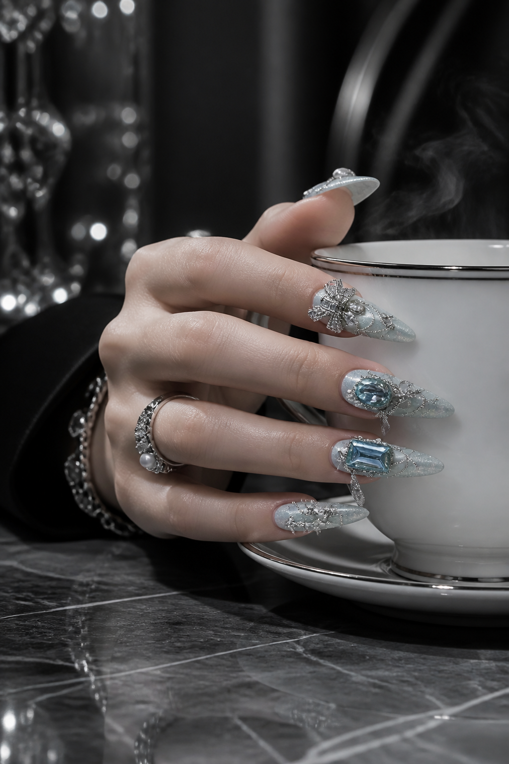 Glacial Aurora & Diamond Cascade | LUMlix Haute Nail