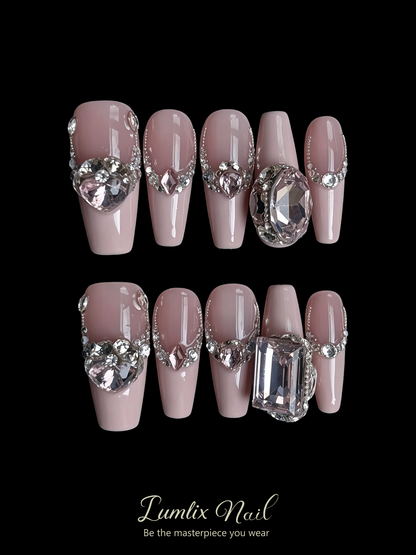 Rose Quartz Reverie & Silver Filigree | LUMlix Haute Nail