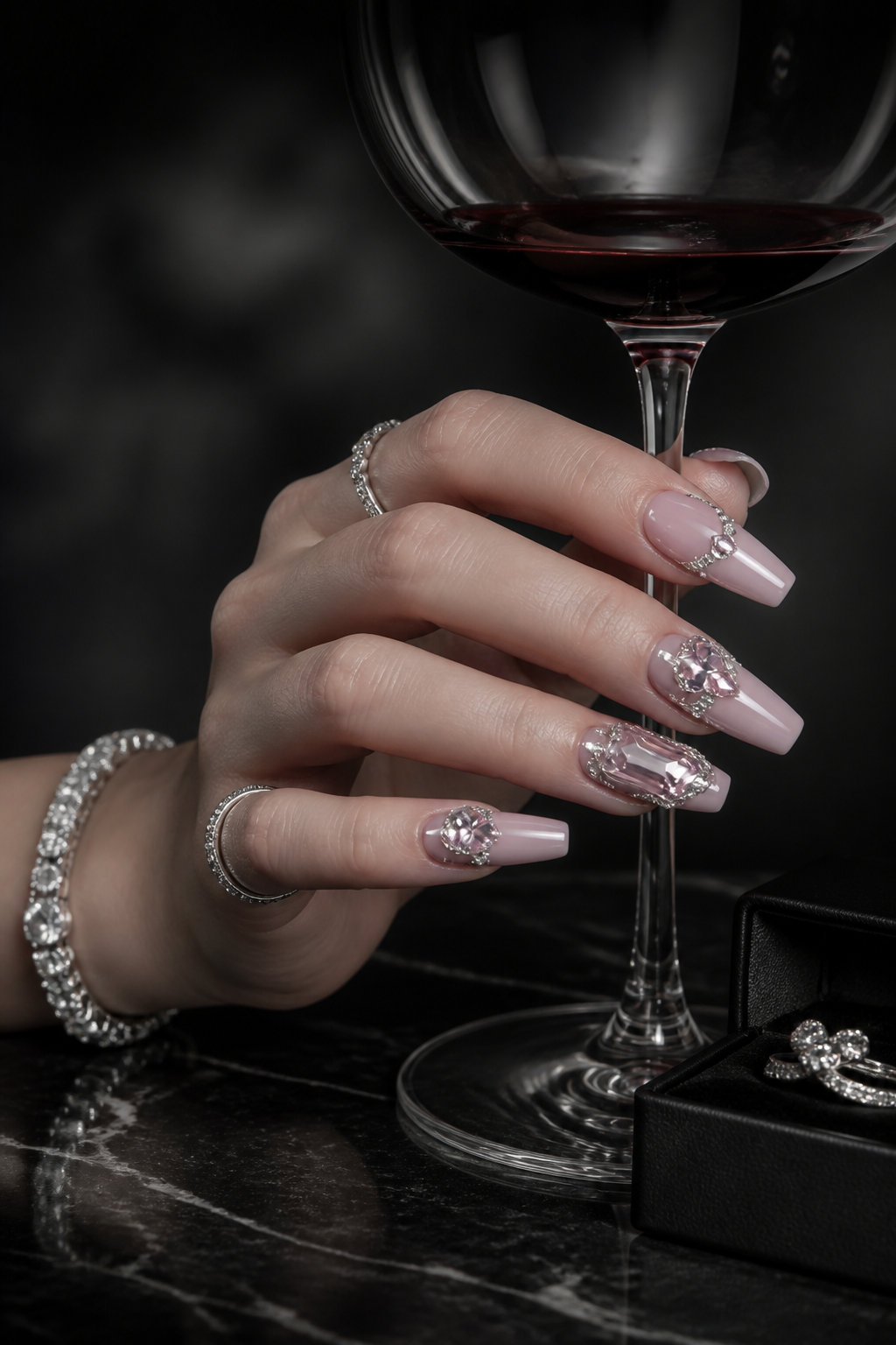 Rose Quartz Reverie & Silver Filigree | LUMlix Haute Nail