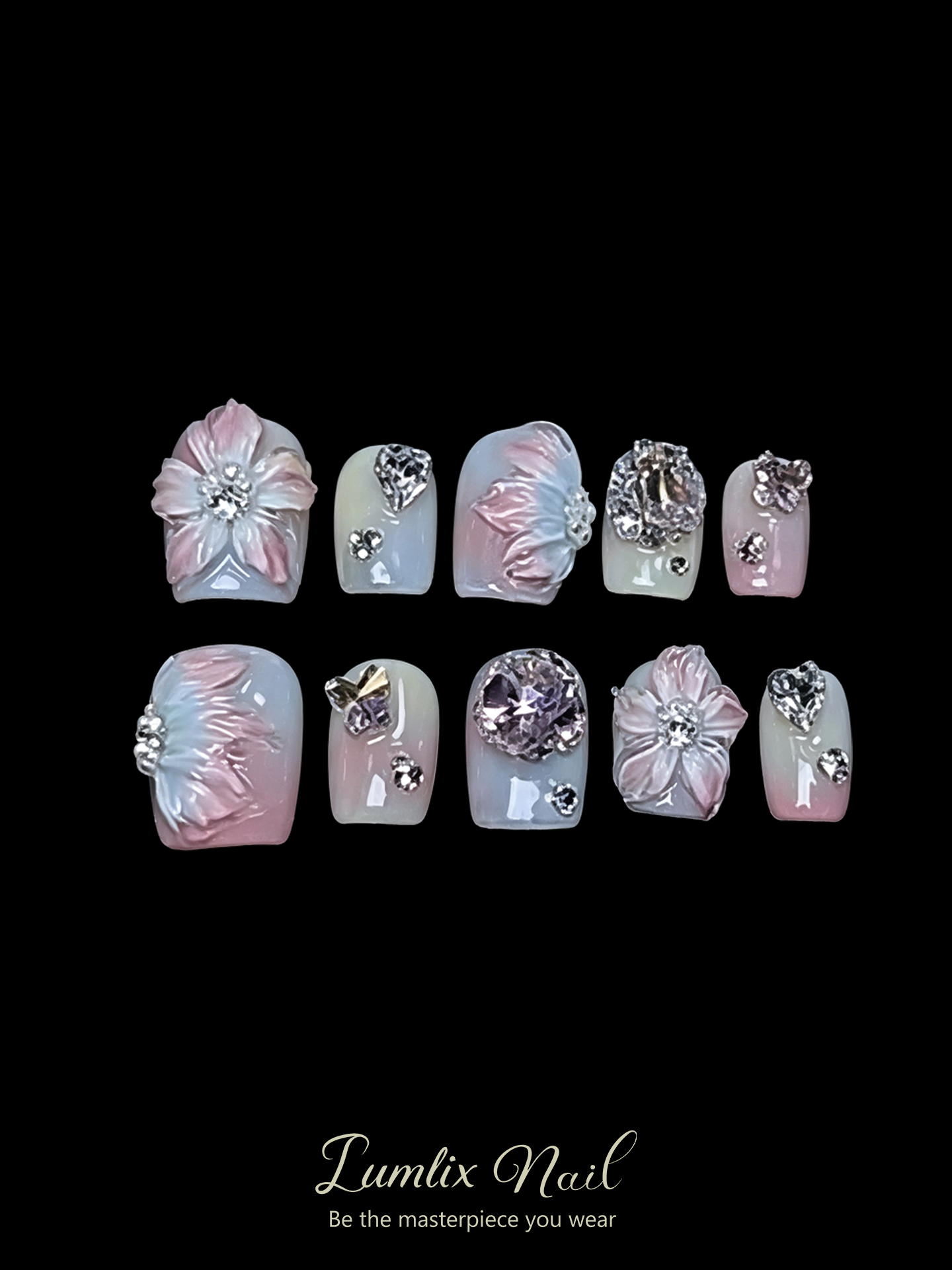 Aurora Bloom & Crystal Reverie | LUMlix Haute Nail