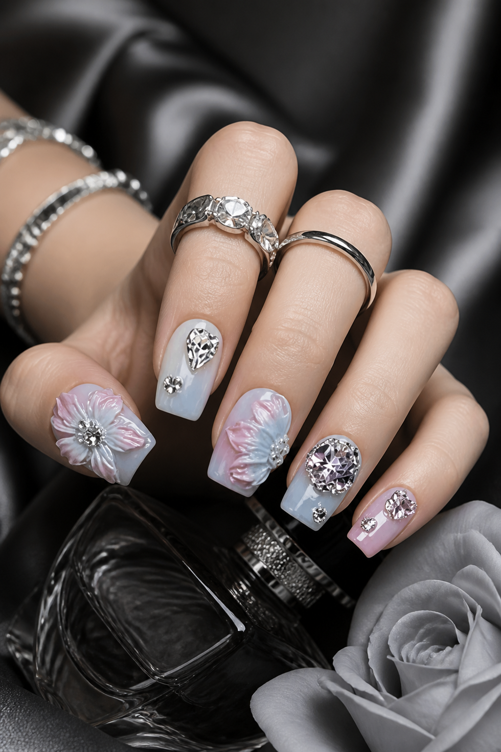 Aurora Bloom & Crystal Reverie | LUMlix Haute Nail