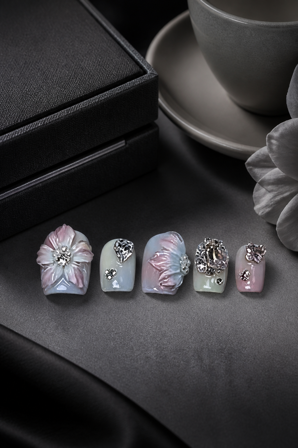 Aurora Bloom & Crystal Reverie | LUMlix Haute Nail