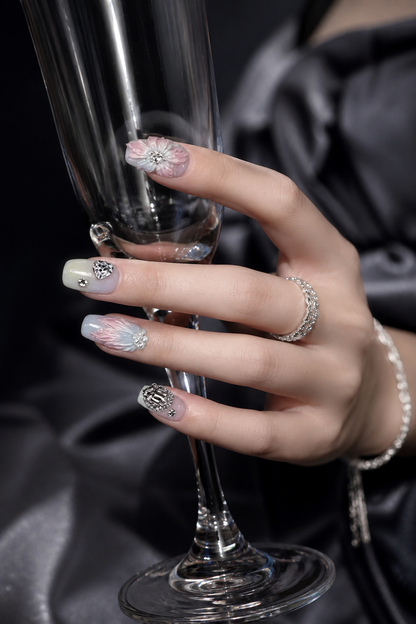 Aurora Bloom & Crystal Reverie | LUMlix Haute Nail
