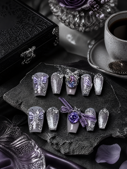Amethyst Metamorphosis & Silver Lace | LUMlix Haute Nail
