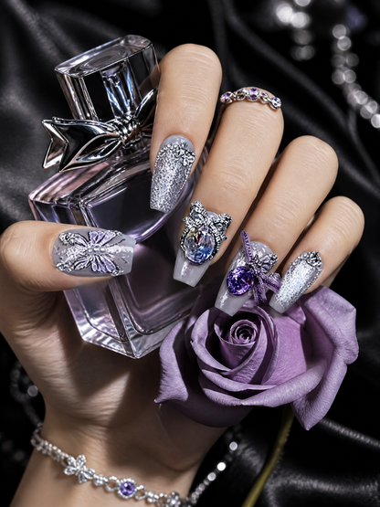 Amethyst Metamorphosis & Silver Lace | LUMlix Haute Nail