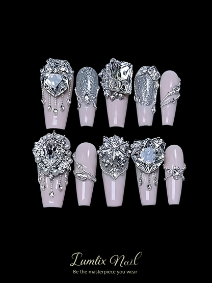 Liquid Diamond Cascade & Pearl Chandelier | LUMlix Haute Nail