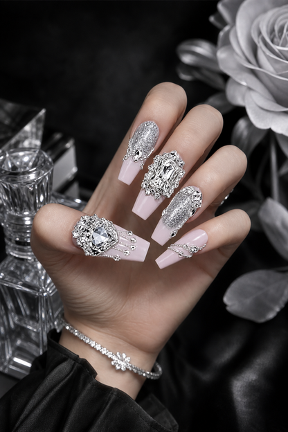 Liquid Diamond Cascade & Pearl Chandelier | LUMlix Haute Nail