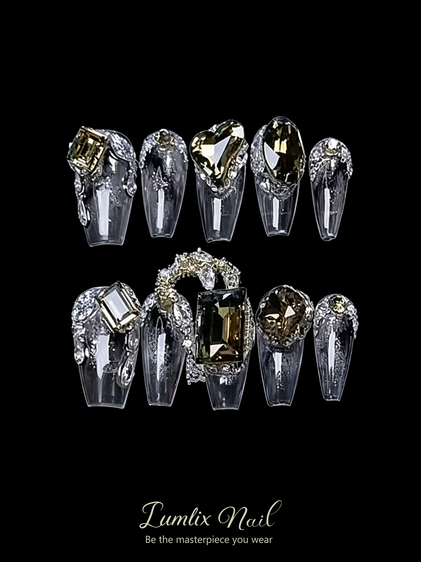 Obsidian Champagne Cascade | LUMlix Haute Nail