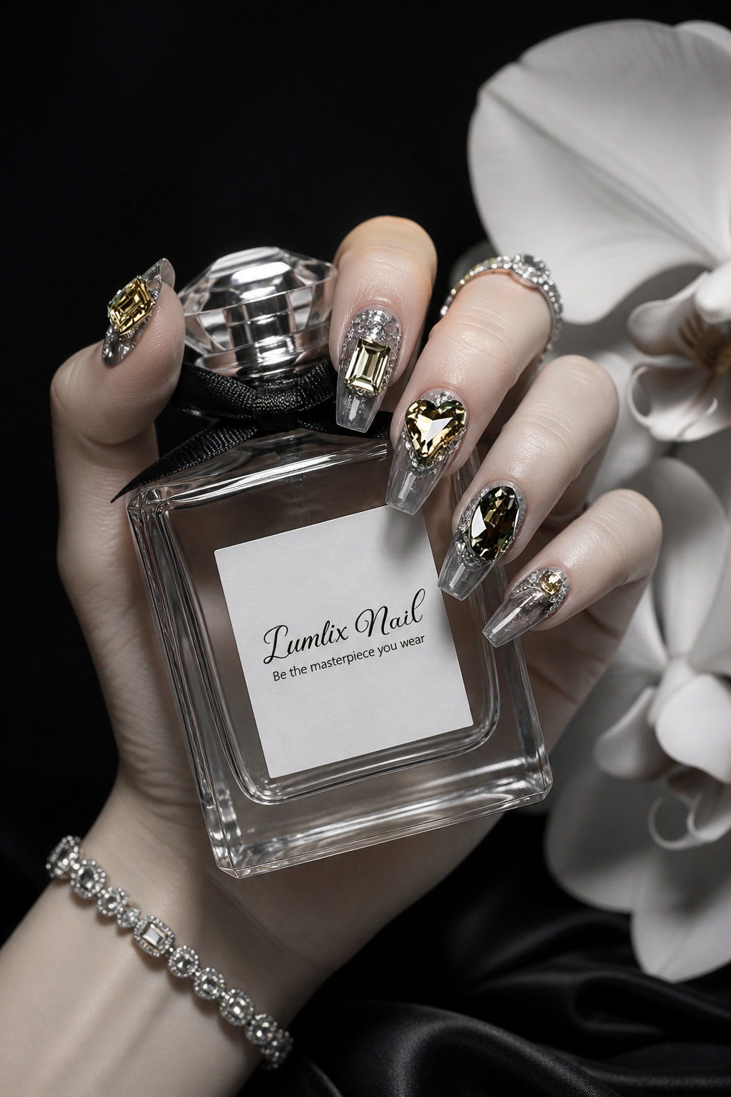 Obsidian Champagne Cascade | LUMlix Haute Nail