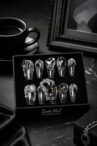 Obsidian Champagne Cascade | LUMlix Haute Nail