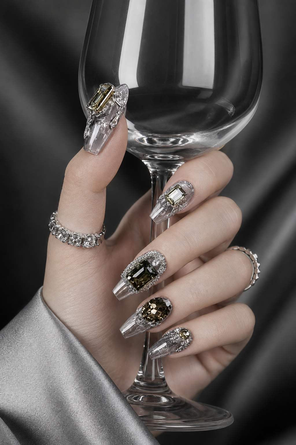 Obsidian Champagne Cascade | LUMlix Haute Nail