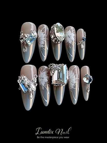 Celestial Frost & Silver Bloom | LUMlix Haute Nail