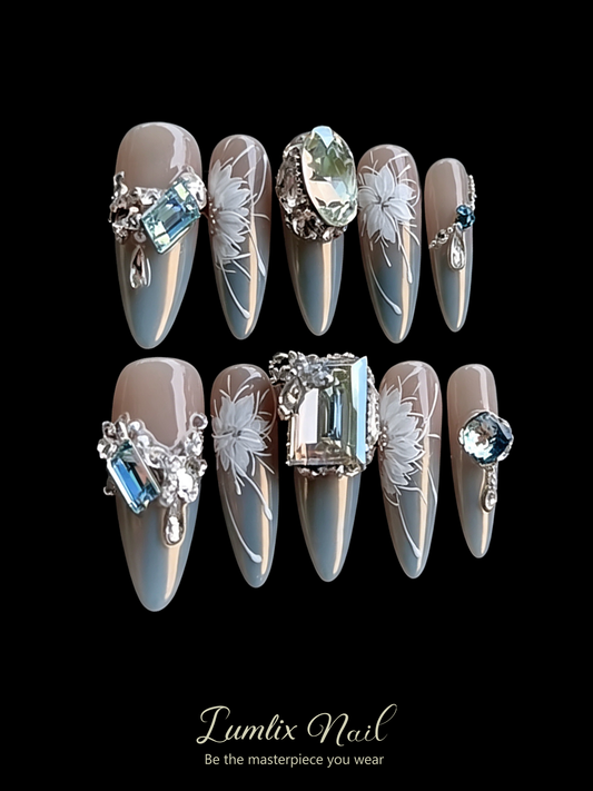 Celestial Frost & Silver Bloom | LUMlix Haute Nail