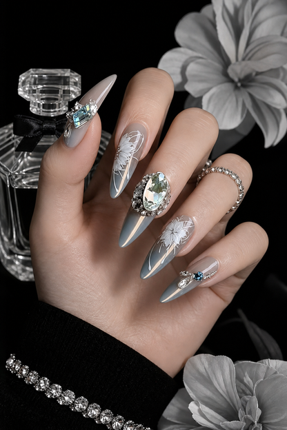 Celestial Frost & Silver Bloom | LUMlix Haute Nail