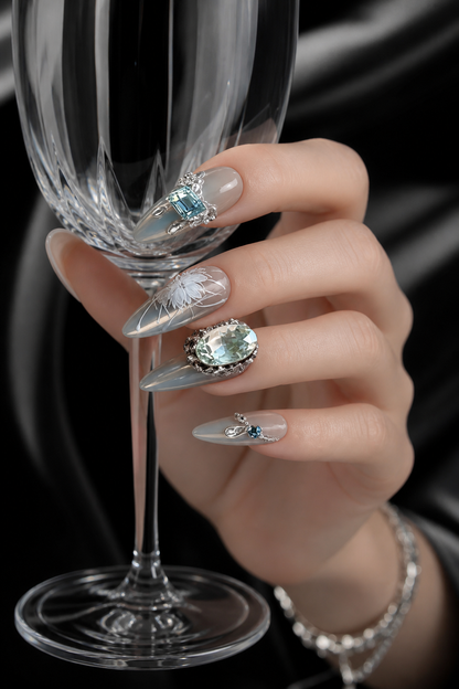 Celestial Frost & Silver Bloom | LUMlix Haute Nail