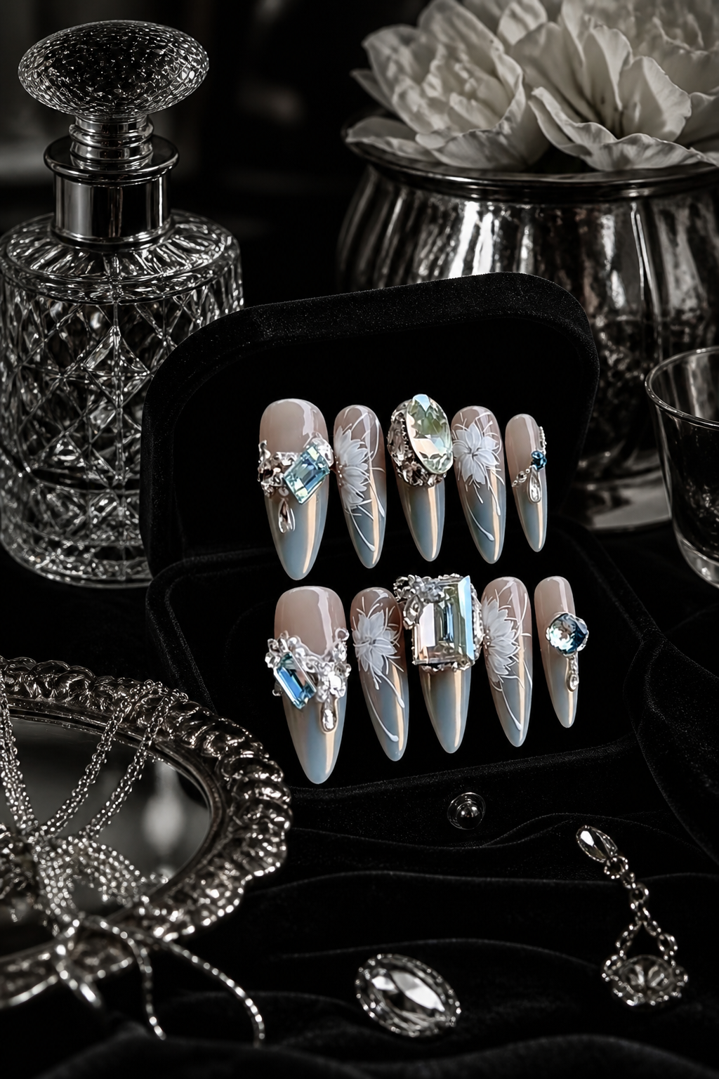 Celestial Frost & Silver Bloom | LUMlix Haute Nail