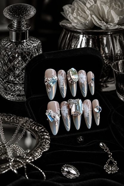 Celestial Frost & Silver Bloom | LUMlix Haute Nail