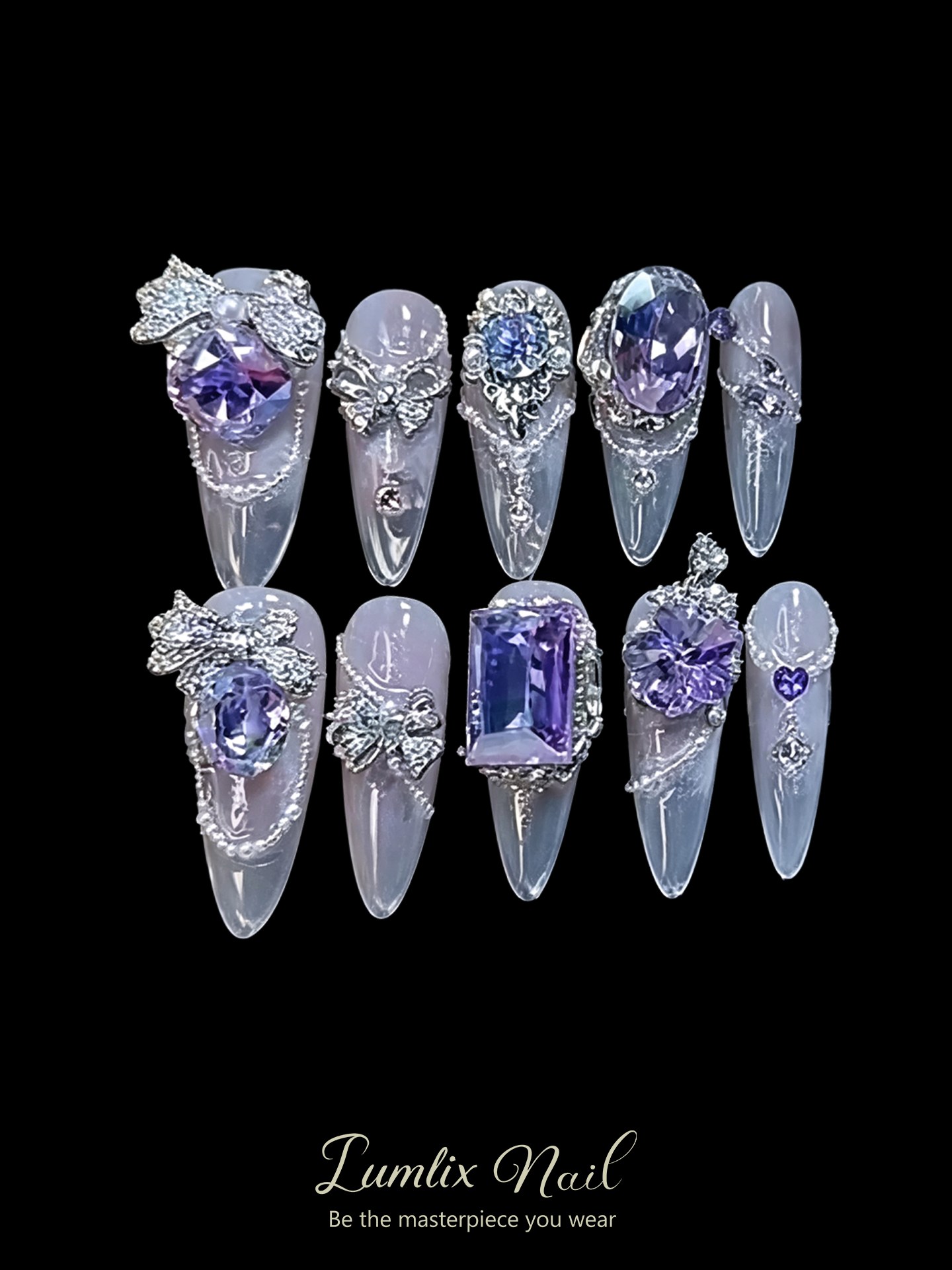 Celestial Amethyst & Silver Filigree | LUMlix Haute Nail