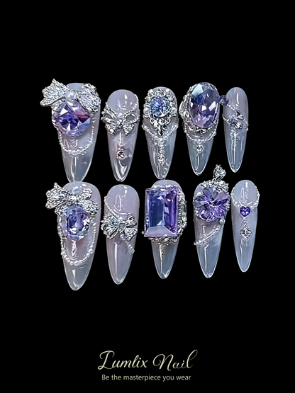 Celestial Amethyst & Silver Filigree | LUMlix Haute Nail