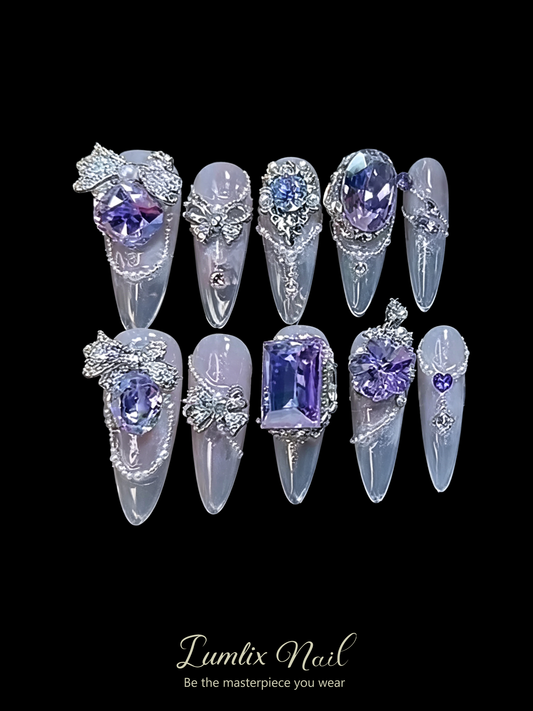 Celestial Amethyst & Silver Filigree | LUMlix Haute Nail