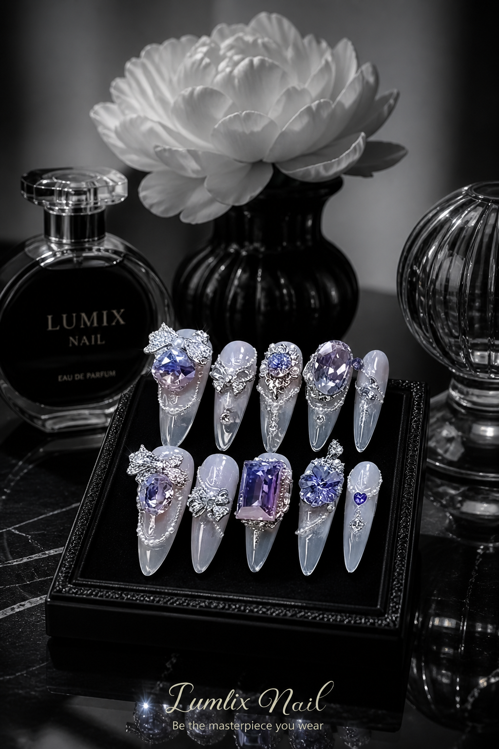 Celestial Amethyst & Silver Filigree | LUMlix Haute Nail