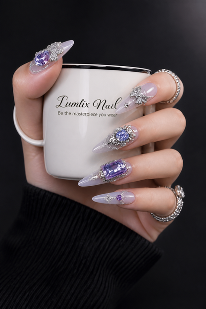 Celestial Amethyst & Silver Filigree | LUMlix Haute Nail